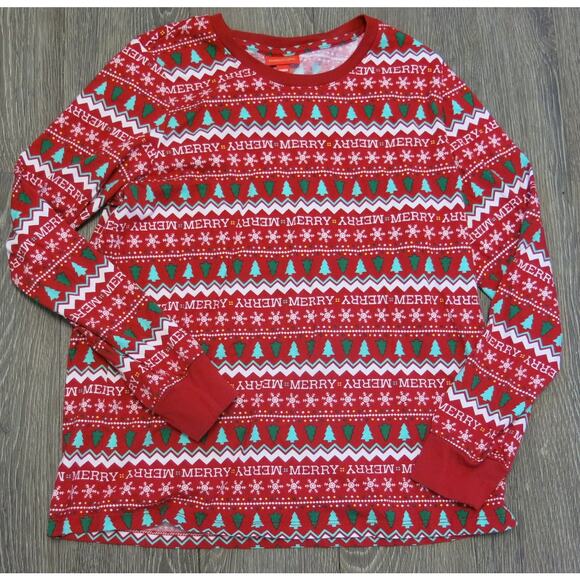 Holiday Lane Christmas Top Size L Women Long Sleeve Merry Snowflakes Loungewear - Picture 1 of 6